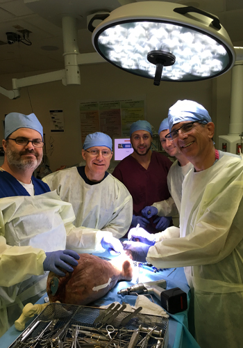 Dr Barber and colleagues training at a recent cadaver lab